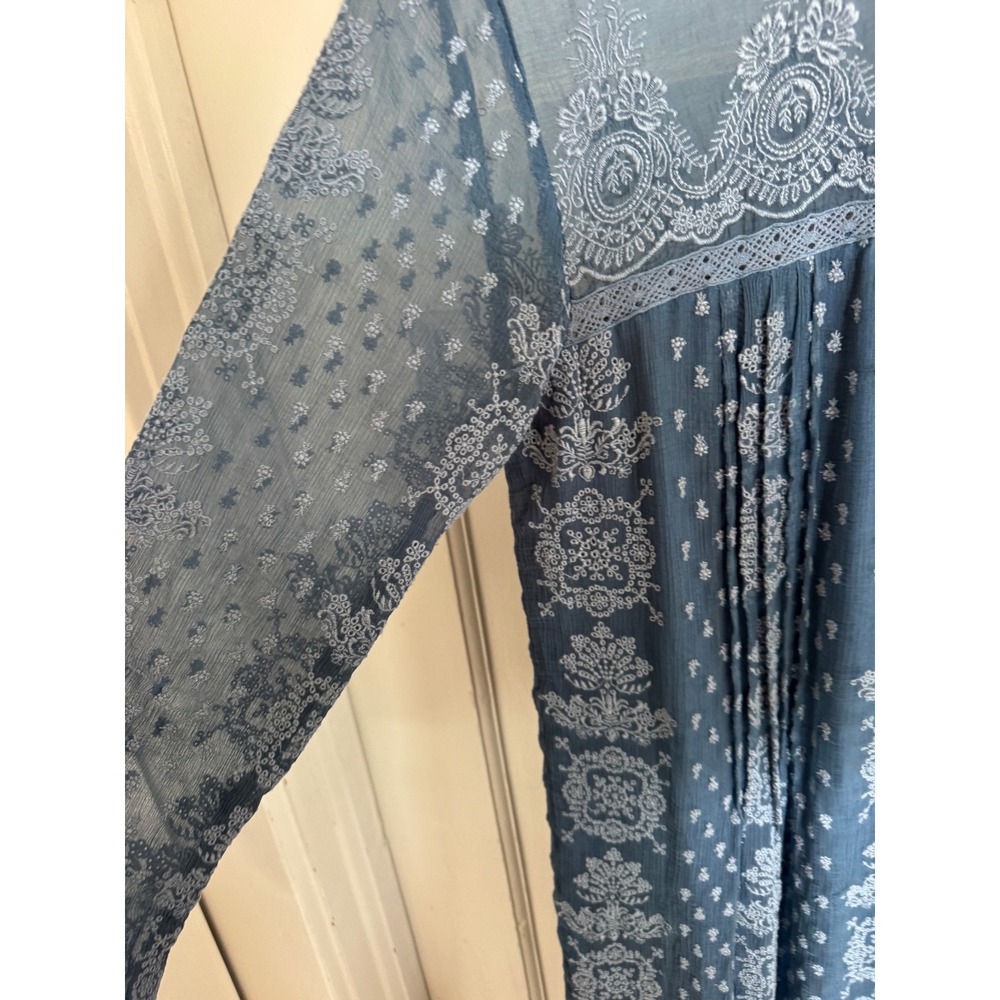 Sundance blue lace‎ embroidered long sleeve dress size medium - Picture 3 of 9